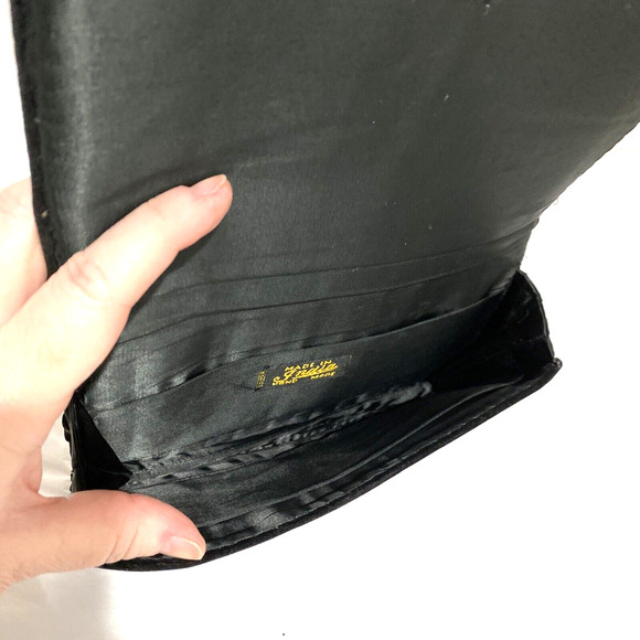 VINTAGE India Clutch Purse Black Velvet Retro Gold & Silver sequins embroidery - Picture 7 of 10